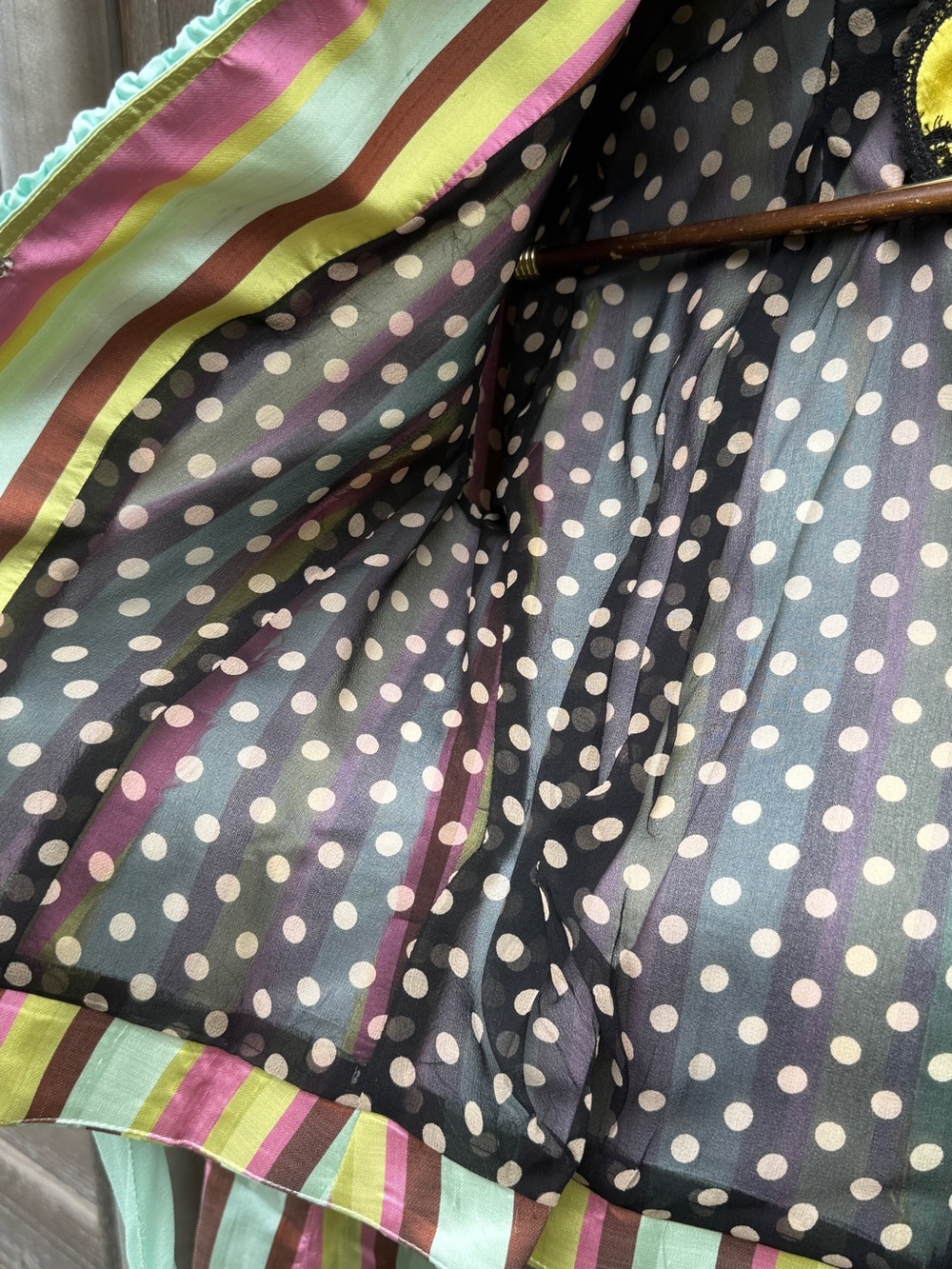 RARE Y2K Dr. Boudoir Raw Silk Striped Ruffle Blazer Jacket Small - Picture 5 of 16